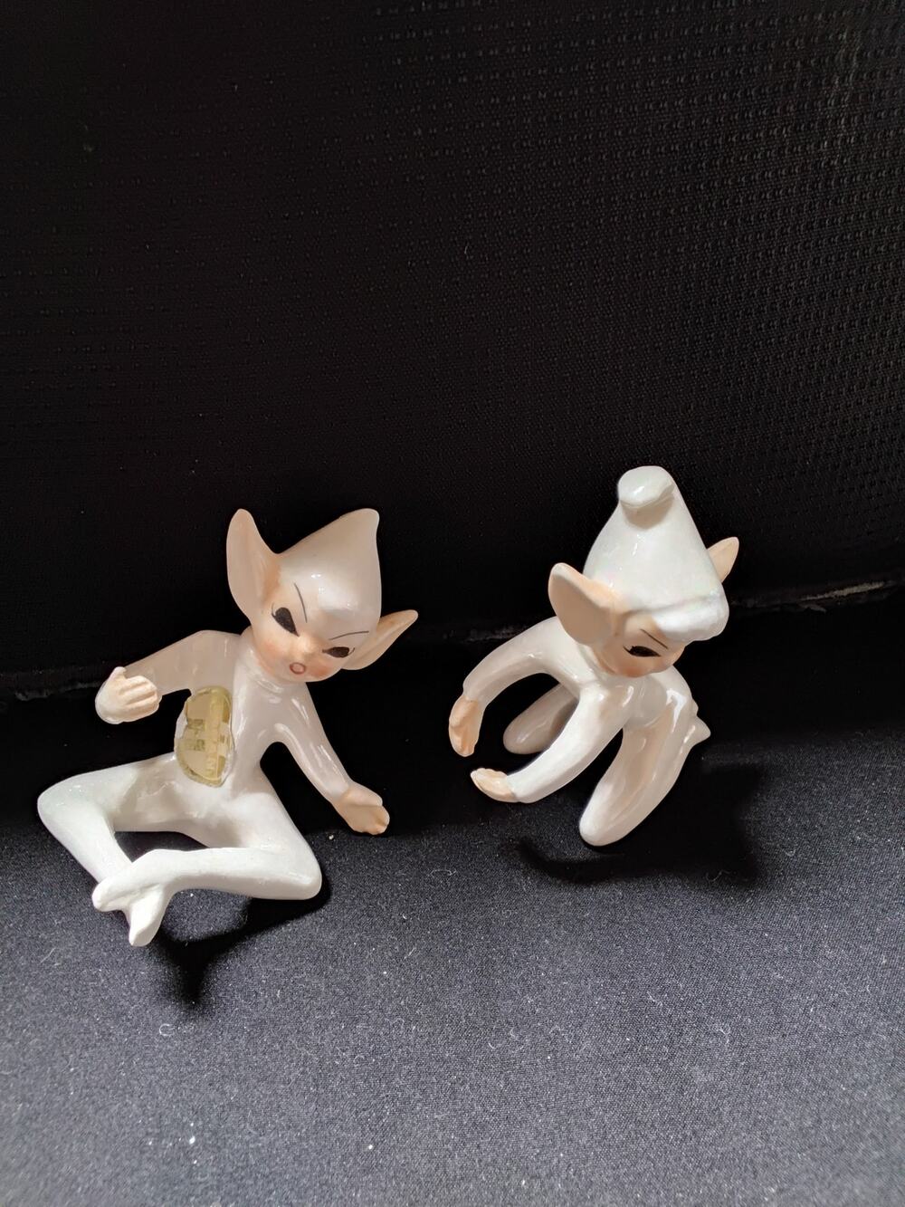 Holt Howard Pair Vintage 1950's Pixie Elf Candle Huggers with labels
